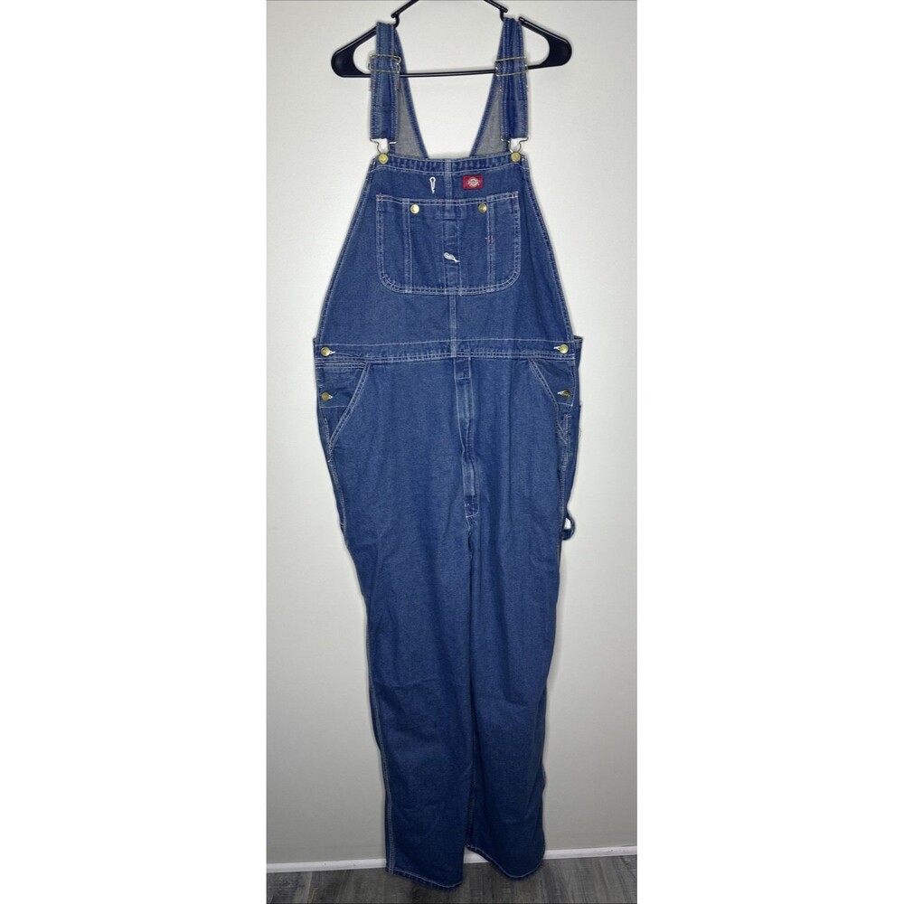 Dickies Mens Indigo Bib Overalls Workwear Cotton Overall Denim Size42/34 - 83294